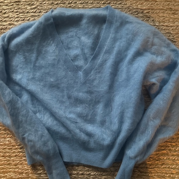 J. Crew brushed cashmere blue V-Neck Sweater - Picture 3 of 5